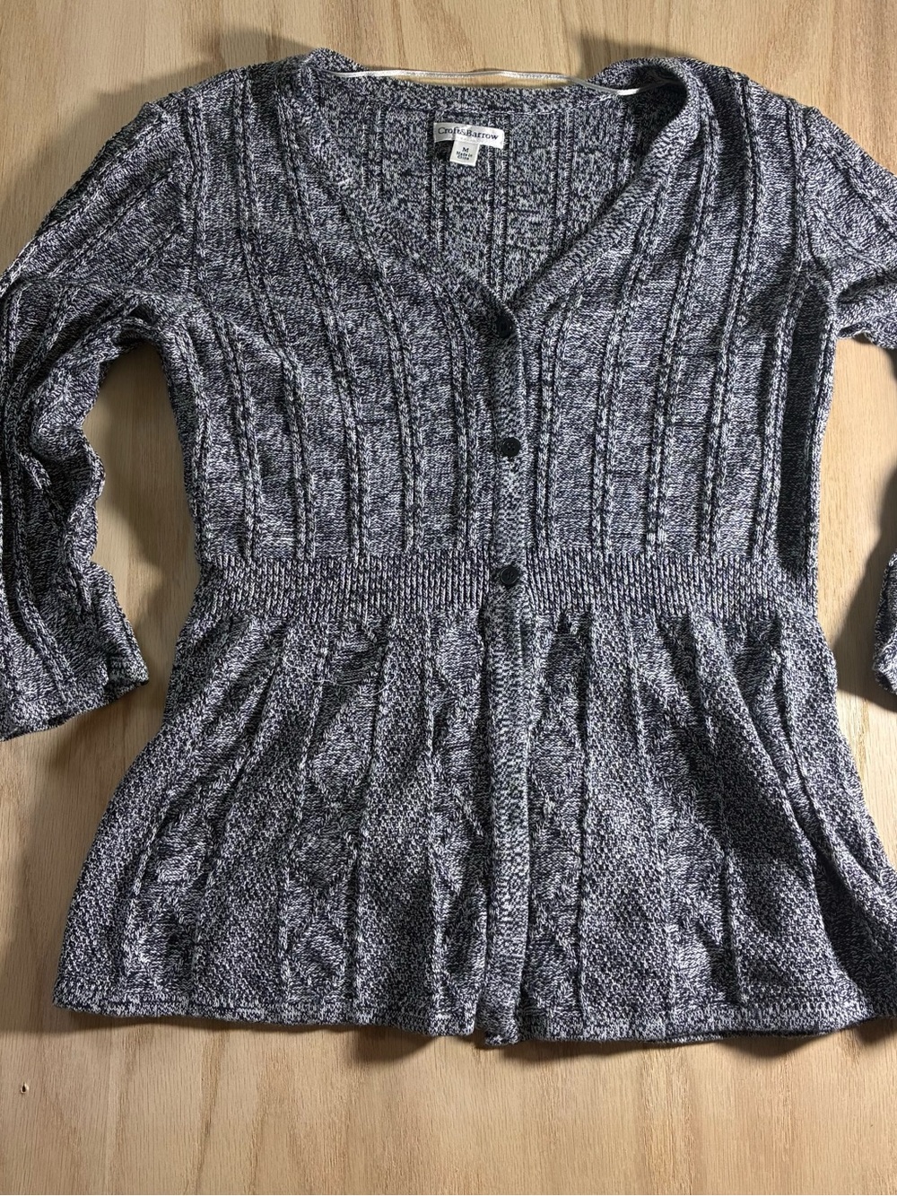 Croft & barrow Gray Marled Knit Button-Front Cardigan Medium